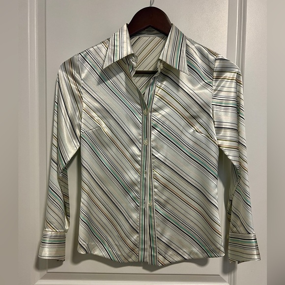 Vintage Tops - VINTAGE 90S SATIN BUTTON UP BLOUSE